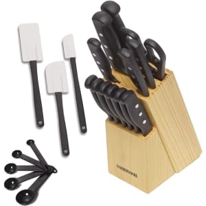 Farberware 22-Piece Knife Block Set with Kitchen Tools for $20