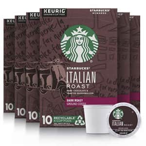 Starbucks Dark Roast K-Cup Coffee Pods Italian Roast for Keurig Brewers 6 boxes (60 pods total) for $31
