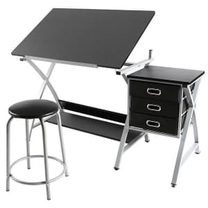 SmileMart Adjustable Steel Drafting Table with Stool for $105 SmileMart Adjustable Steel Drafting Table with Stool for $105