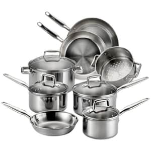 T-fal Stainless Steel Cookware, Multi-Clad, Dishwasher Safe and Oven Safe Cookware Set, Tri-Ply for $184 T-fal Stainless Steel Cookware, Multi-Clad, Dishwasher Safe and Oven Safe Cookware Set, Tri-Ply for $184