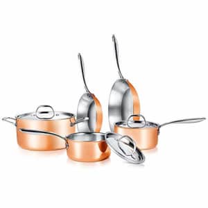NutriChef 8 Pcs. Stainless Steel Kitchenware Pots & Pans Set Stylish Kitchen Cookware w/Cast SS for $117