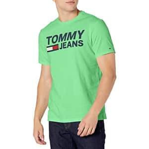 Tommy Hilfiger Men's Tommy Jeans Short Sleeve Logo T Shirt, Faded Green, XXL for $34