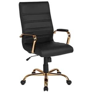 Flash Furniture High Back Black LeatherSoft Executive Swivel Office Chair with Gold Frame and Arms for $178 Flash Furniture High Back Black LeatherSoft Executive Swivel Office Chair with Gold Frame and Arms for $178