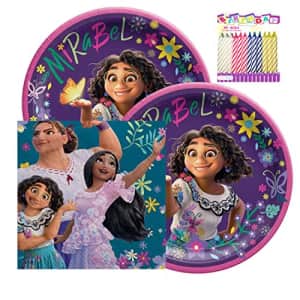 Amscan Disney Encanto Party Supplies Pack Serves 16: 9" Plates and Luncheon Napkins with LLILIKAI for $17