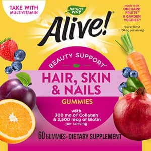 Nature's Way Natures Way Alive! Hair, Skin & Nails Gummies, Collagen & Biotin, Antioxidant Vitamins C & E, for $27