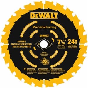 DEWALT DW3599B10 Ultra Thin Kerf 7-1/4-Inch 24 Tooth Framing Blade for $10
