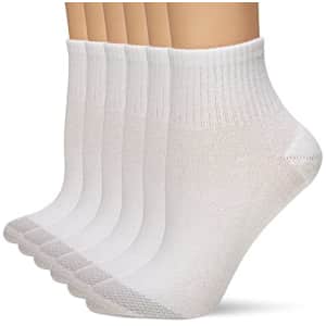 Hanes Women's Ankle Socks Extended Size, White/w/Grey Vent, 8-12 for $5