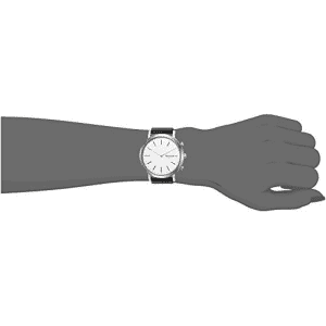 Skagen Connected Women's Hald Stainless Steel and Leather Hybrid Smartwatch, Color: Silver, Black for $122