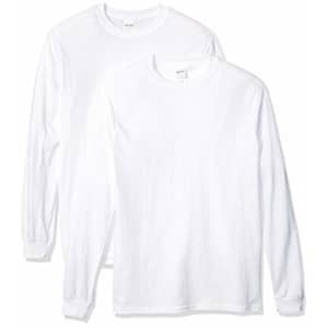 Gildan Men's Heavy Cotton Long Sleeve T-Shirt, 2-Pack, White, Small for $18