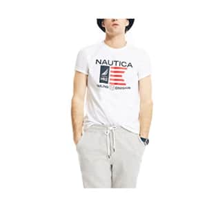 Nautica Men's Sustainably Crafted American Sailing Division Graphic T-Shirt, Bright White, Medium for $17