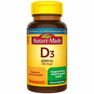 Nature Made Vitamin D3, 125 Tablets, Vitamin D 2000 IU (50 mcg) Helps Support Immune Health, Strong Bones and for $5 Nature Made Vitamin D3, 125 Tablets, Vitamin D 2000 IU (50 mcg) Helps Support Immune Health, Strong Bones and for $5