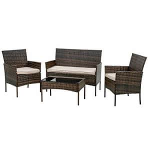 FDW Patio Furniture Set 4 Pieces Outdoor Rattan Chair Wicker Sofa Garden Conversation Bistro Sets for $166 FDW Patio Furniture Set 4 Pieces Outdoor Rattan Chair Wicker Sofa Garden Conversation Bistro Sets for $166