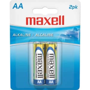 Maxell AA Alkaline Batteries AA 2-Pack - 723407 for $5