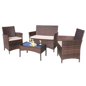 Homall 4 Pieces Outdoor Patio Furniture Sets Rattan Chair Wicker Set, Outdoor Indoor Use Backyard for $273 Homall 4 Pieces Outdoor Patio Furniture Sets Rattan Chair Wicker Set, Outdoor Indoor Use Backyard for $273