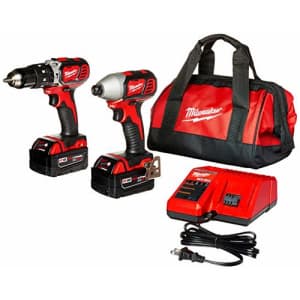 Milwaukee 2697-22 M18 18-Volt 1/2-Inch 2-Tool Combo Kit Includes Charger, Battery (2) and Bag for $311