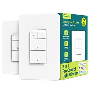Smart Ceiling Fan Control and Dimmer Light Switch 2PACK, Neutral Wire Needed, Treatlife 2.4Ghz for $70