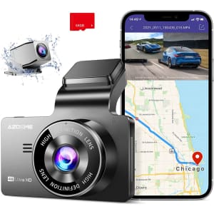 Azdome 4K WiFi Dual Dash Cam w/ GPS for $130