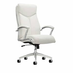 Realspace Verismo Bonded Leather High-Back Chair, White/Chrome for $332