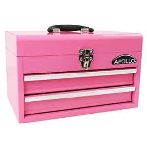 APOLLO TOOLS Pink Metal Tool Box with Deep Top Compartment and 2 Drawers in Heavy-Duty Steel Chest for $50 APOLLO TOOLS Pink Metal Tool Box with Deep Top Compartment and 2 Drawers in Heavy-Duty Steel Chest for $50