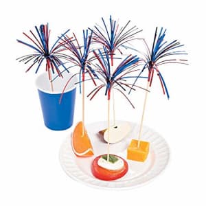 Fun Express Firework Food Picks - Bulk Set of 100 USA Fourth of July Party Supplies for $10