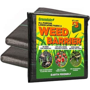 Greendale 4x10-Foot Heavy Duty Weed Barrier 3-Pack for $25 Greendale 4x10-Foot Heavy Duty Weed Barrier 3-Pack for $25