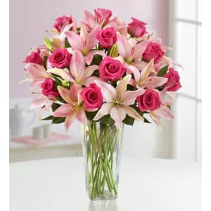Magnificent Pink Rose & Lily Bouquet for $40
