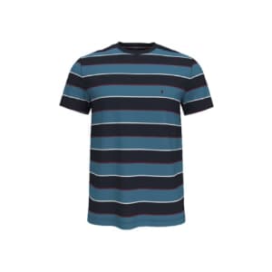 Tommy Hilfiger Men's Crewneck Flag T-Shirt, Sky Captain Stripe, XL for $18
