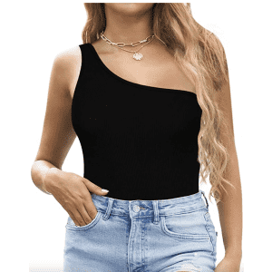 Algalaround Women's One-Shoulder Tank Tops for $9.49 at checkout