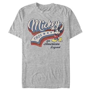 Disney Big & Tall Classic Mickey Baseball Americana Men's Tops Short Sleeve Tee Shirt, Athletic for $13