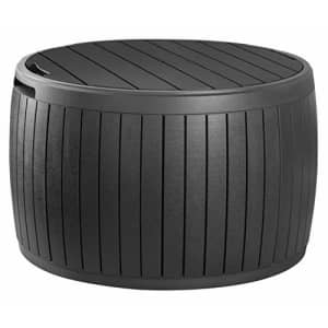 Keter Circa 37 Gallon Round Deck Box, Patio Table for Outdoor Cushion Storage, Grey for $135