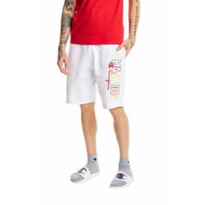 Champion Life Men's Reverse Weave Cut Off Shorts-Block Logo, White, Small for $28