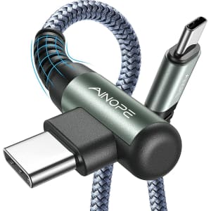 Ainope 6.6-Foot USB-C to USB-C Right Angle Cable 2-Pack for $10 Ainope 6.6-Foot USB-C to USB-C Right Angle Cable 2-Pack for $10