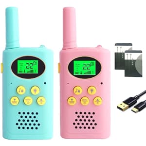 Pokpow Kids' Rechargeable Walkie Talkie 2-Pack for $14
