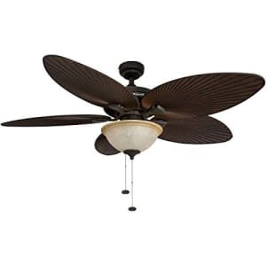 Honeywell Palm Island 52-Inch Tropical Ceiling Fan with Sunset Glass Bowl Light, Five Palm Leaf for $140
