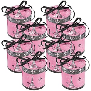 Fun Express Perfectly Paris Hat Treat Boxes with 28 Inch Satin Ribbons (Set of 8) Party Decorations for $14