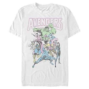 Marvel Men's Universe Avengers Band Tee T-Shirt, White, Large for $16