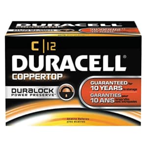 Duracell Coppertop Alkaline Batteries with Duralock Power Preserve Technology, C, 12 Count (Pack of 1) for $30