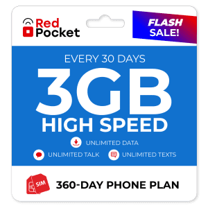 Red Pocket 1-Year Unlimited + 3GB Monthly Data Prepaid Plan with SIM Card for $168 Red Pocket 1-Year Unlimited + 3GB Monthly Data Prepaid Plan with SIM Card for $168