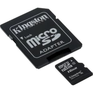 Transcend Samsung Galaxy Ring Cell Phone Memory Card 16GB microSDHC Memory Card with SD Adapter for $13
