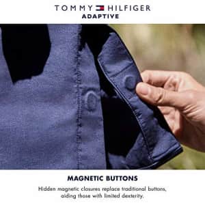 Tommy Hilfiger Men's Adaptive T Shirt with Magnetic-Buttons at Shoulders, Tommy Red, SM for $20