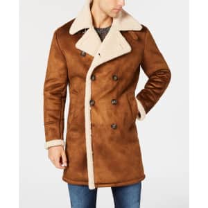 Guess Men's Faux-Shearling Overcoat for $123