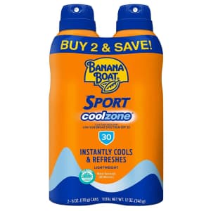 Banana Boat Sport Cool Zone SPF 30 6-Oz. Sunscreen Spray 2-Pack for $12