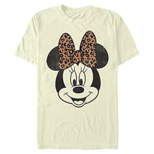 Disney Men's Characters Modern Minnie Face Leopard T-Shirt, Cream, Small for $18