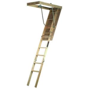 Louisville Ladder 22.5 by 54-Inch Wooden Attic Ladder, 7 Foot To 8-Foot 9-Inch Ceiling Height, for $154 Louisville Ladder 22.5 by 54-Inch Wooden Attic Ladder, 7 Foot To 8-Foot 9-Inch Ceiling Height, for $154