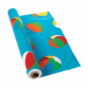 Fun Express Beach Ball Plastic Tablecloth Roll - 100 feet - Pool and Summer Party Supplies for $28