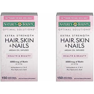 Nature's Bounty Extra Strength Hair Skin Nails, 150 Count,Pack of 2 for $25 Nature's Bounty Extra Strength Hair Skin Nails, 150 Count,Pack of 2 for $25