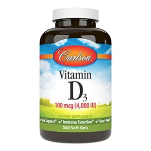 Carlson Labs Carlson - Vitamin D3, 4000 IU (100 mcg), Bone & Immune Health, Cholecalciferol Supplement, Gluten for $18