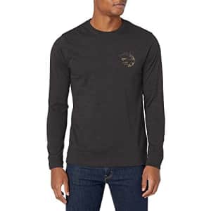 G.H. Bass & Co. Men's Long Sleeve Crewneck Graphic T-Shirt, Black Heather Moose, X-Large for $14