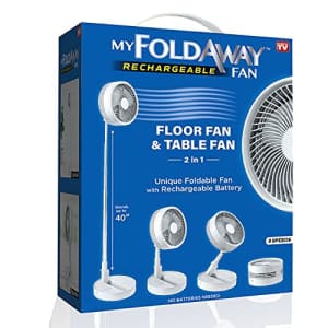 Bell+Howell My Foldaway Fan Rechargeable Fan | Ultra Portable Lightweight Compact Fan | Extends from 4- 40 | 3 for $39