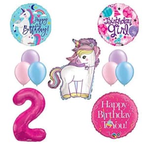 Mayflower Unicorn 2nd Birthday Girl Party Supplies and Balloon Decorations for $17